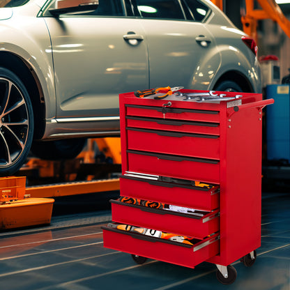 7-Drawer Rolling Tool Cabinet - Red Carbon Steel
