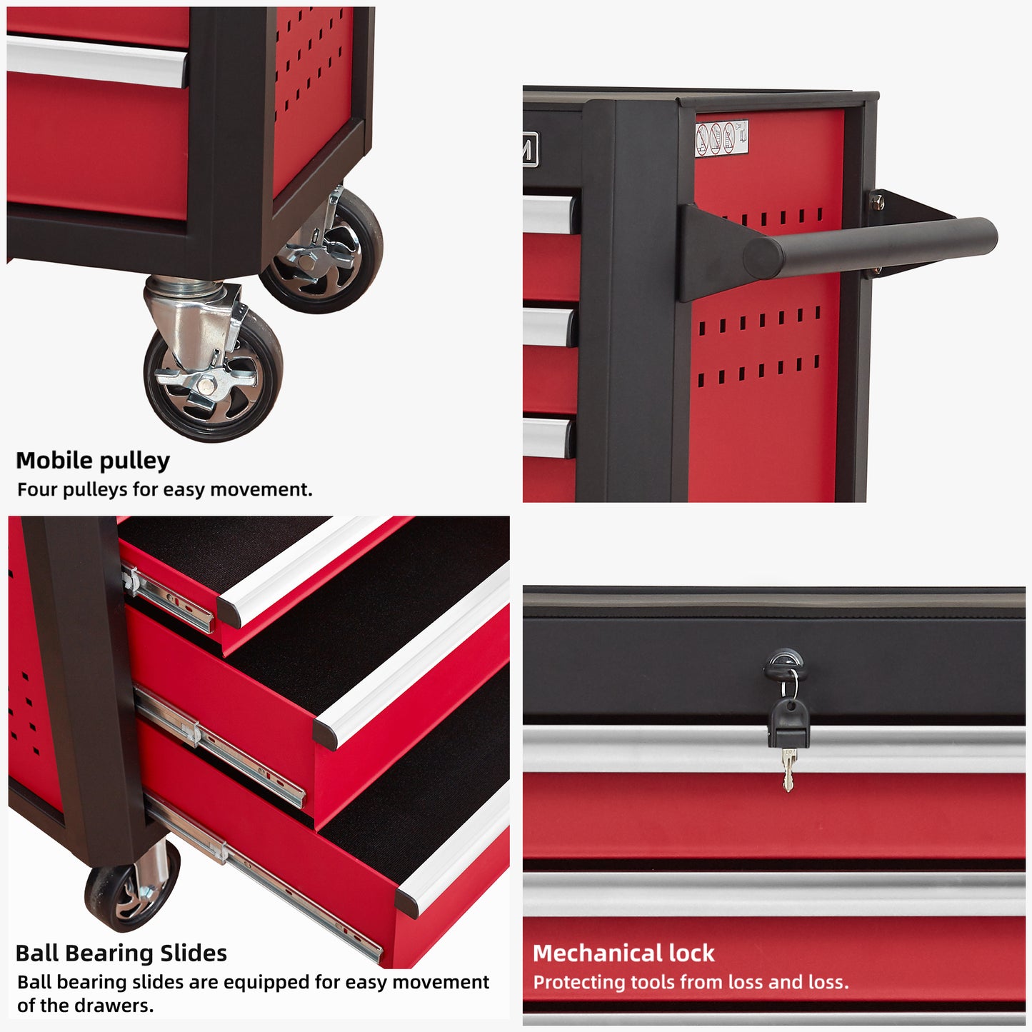 7-Drawer Rolling Tool Chest - Black Red Carbon Steel