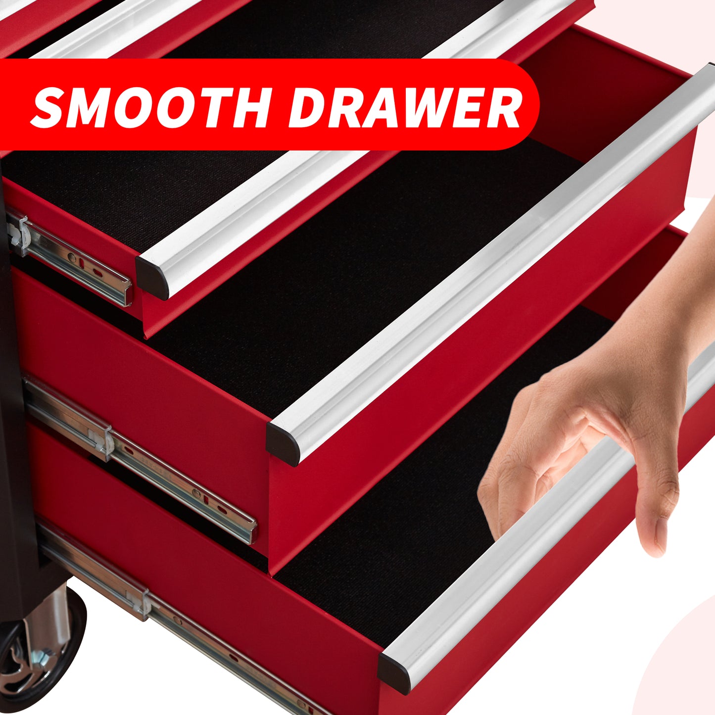 7-Drawer Rolling Tool Chest - Black Red Carbon Steel