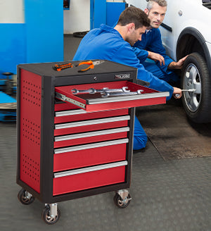 7-Drawer Rolling Tool Chest - Black Red Carbon Steel