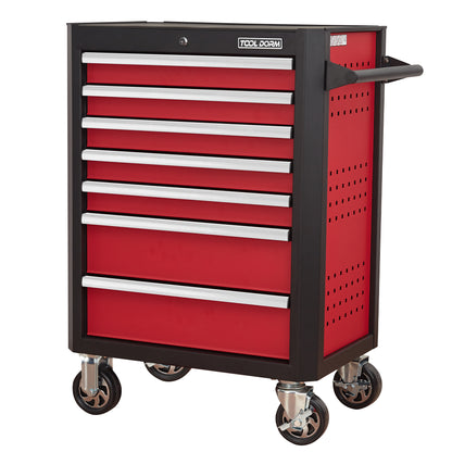 7-Drawer Rolling Tool Chest with Locking Wheels & Drawers, 18.5" D x 28" W x 39.5" H Mobile Tool Storage Cabinet, Heavy-Duty Garage Organizer w/Ergonomic Hand