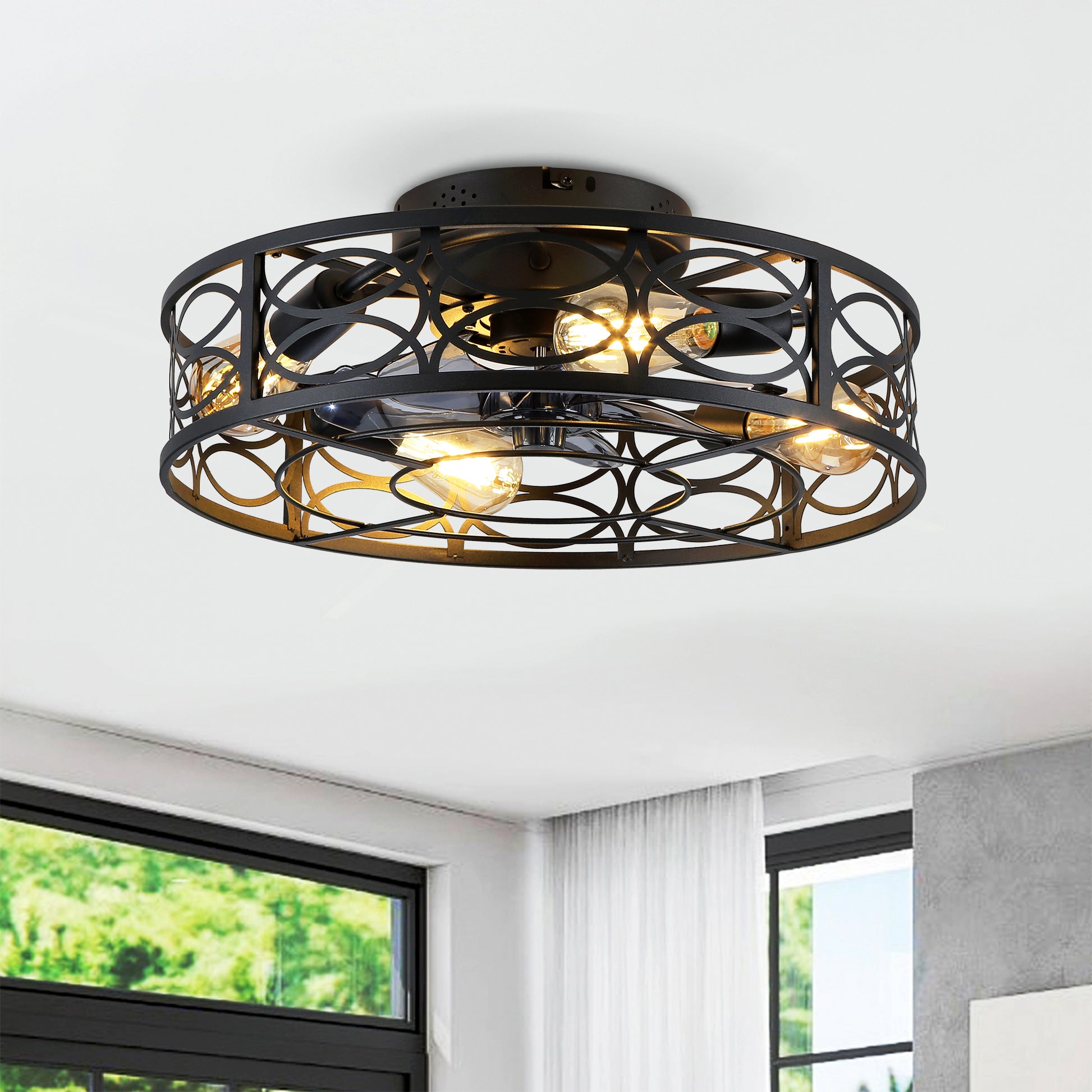 20" Farmhouse Ceiling Fan with Lights - Blush+Gold, Bronze