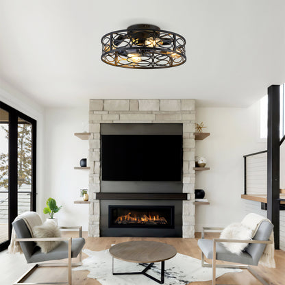 20" Farmhouse Ceiling Fan with Lights - Blush+Gold, Bronze