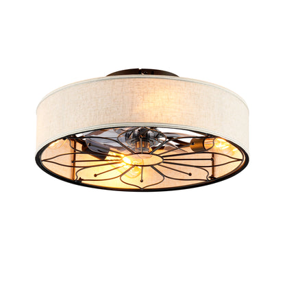 20" Lotus Design  Fabric Farmhouse Bladeless Ceiling fan With Remote Control  For Living room, Bedroom,Kitchen--NOT INCLUDED BULBS