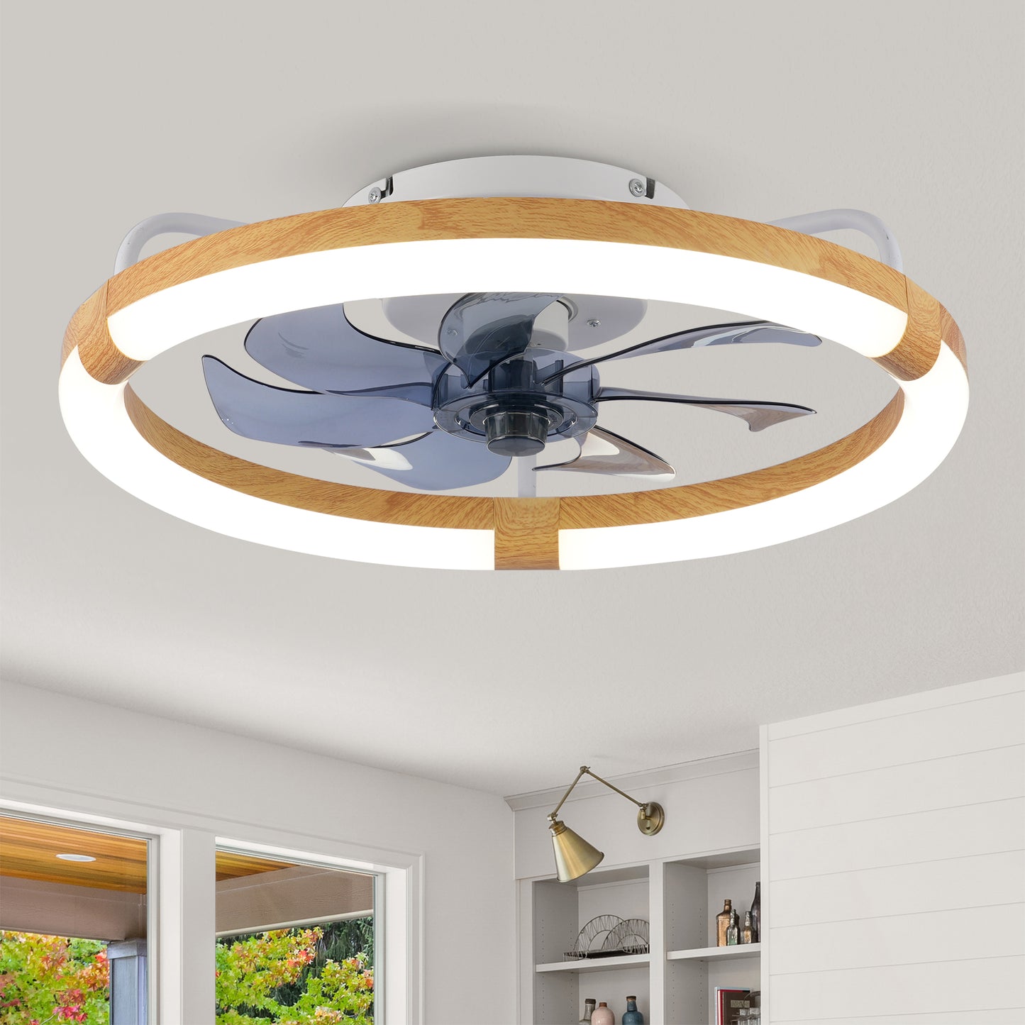 20" Matte White Ceiling Fan with LED Light & Remote Control