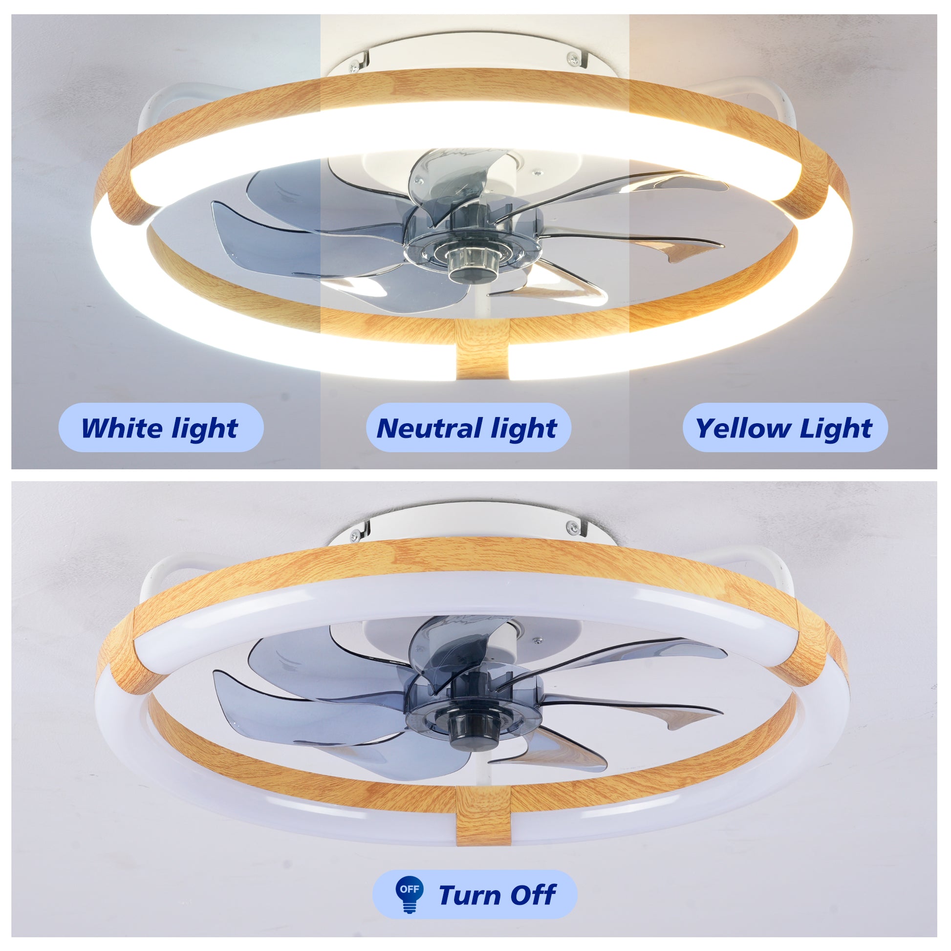 20" Matte White Ceiling Fan with LED Light & Remote Control