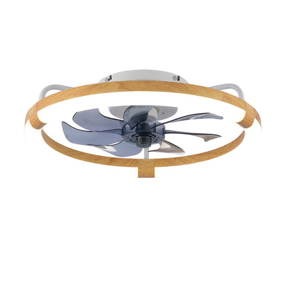 20" Ceiling Fans with Kit ,LED Light Source and Remote Control, 3000-6500K Dimmable Modern Flush Mount LED Fan Light, 6 Speeds, Quiet DC Motor For Living room, Bedroom,Kitchen----Matte White+WOOD
