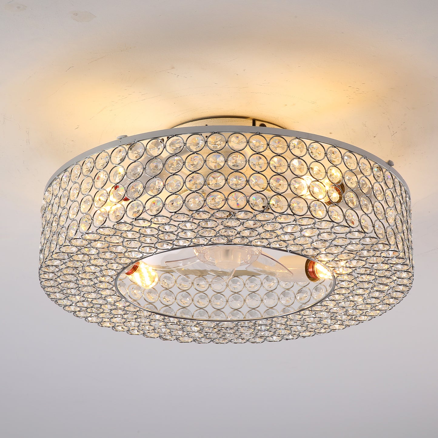 19.6 Inch White Ceiling Fan with Lights - Remote Control