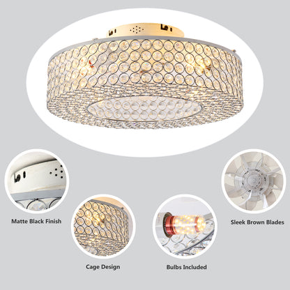 19.6 Inch White Ceiling Fan with Lights - Remote Control