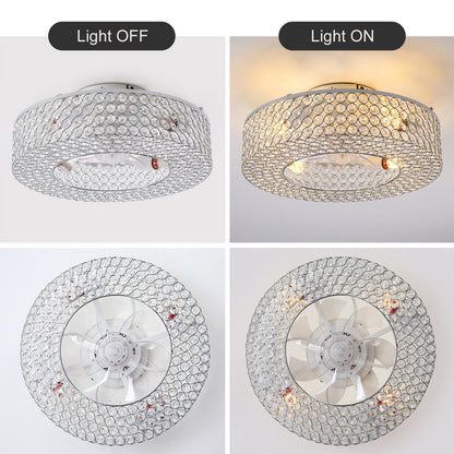 19.6 Inch White Ceiling Fan with Lights - Remote Control