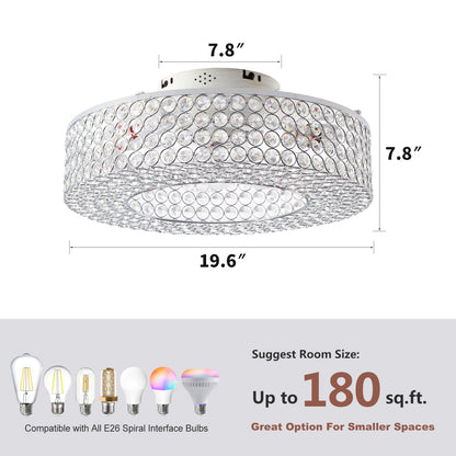 19.6 Inch White Ceiling Fan with Lights - Remote Control