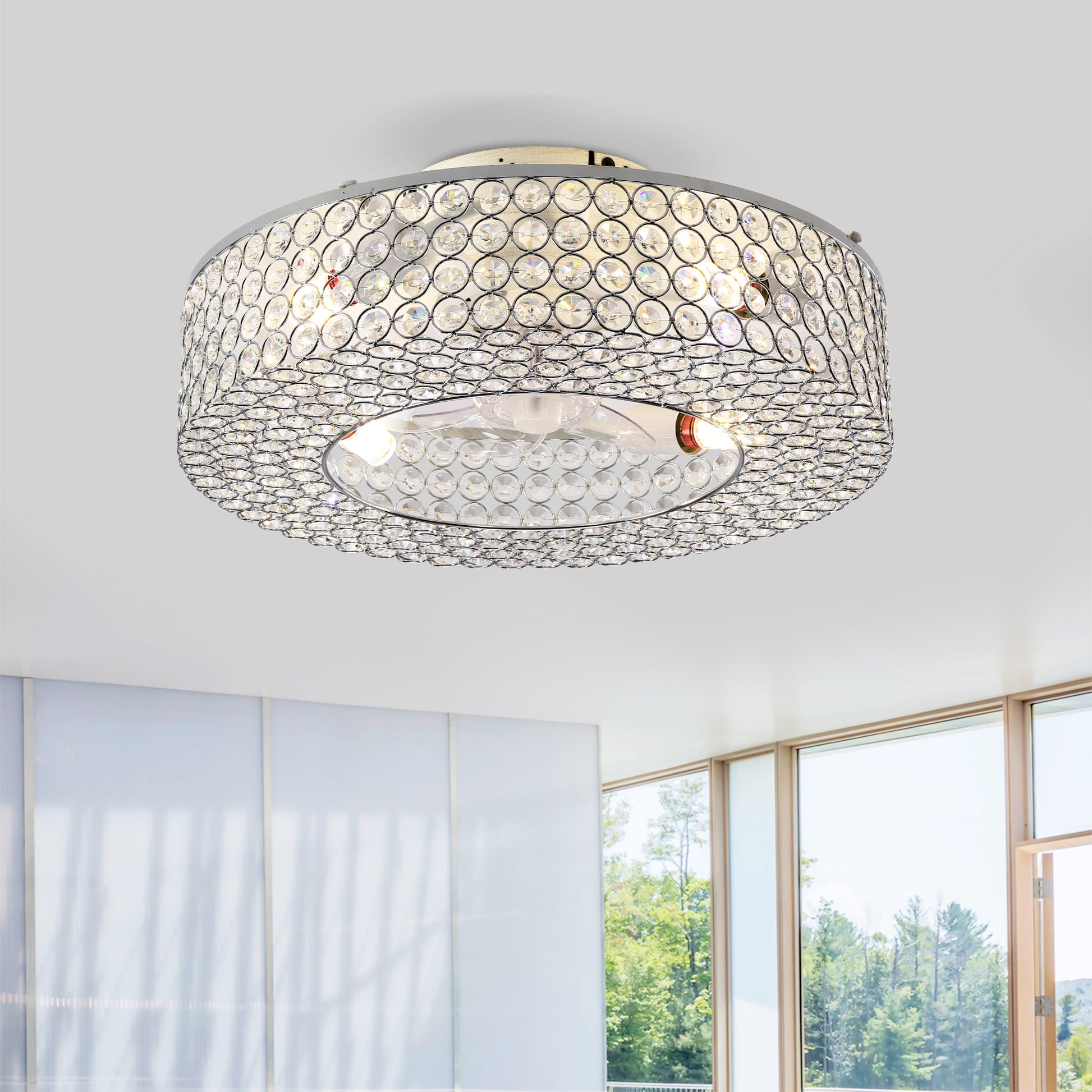 19.6 Inch White Ceiling Fan with Lights - Remote Control