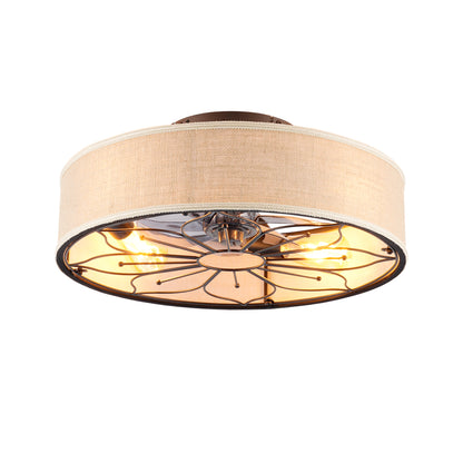 20" Lotus Design  Fabric Farmhouse Bladeless Ceiling fan With Remote Control  For Living room, Bedroom,Kitchen--NOT INCLUDED BULBS
