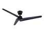 52''Flush Mount & Rod  ABS 3 Blades Ceiling Fan with Remote Control No Lights, Modern Reversible DC Motor Indoor 3 Blades Ceiling Fans for Patio Bedroom Living Room-- Black