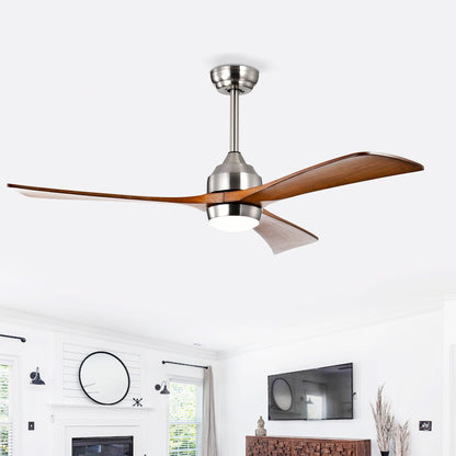 52" Solid Wood Blades Ceiling Fan with Lights - Remote Control, Quiet DC Motor