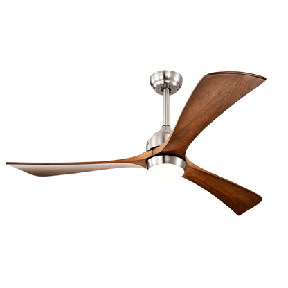 52" Solid Wood Blades Ceiling Fan with Lights Remote Control,Quiet DC Motor 3 Blade Ceiling Fans 6 Speed Levels,Reversible Ceiling Fan, for Patio Living Room, Bedroom, Office,Indoor.(Stain nickel )