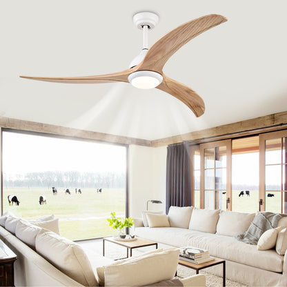 52" Solid Wood Blades Ceiling Fan - Indoor Outdoor with Remote Control