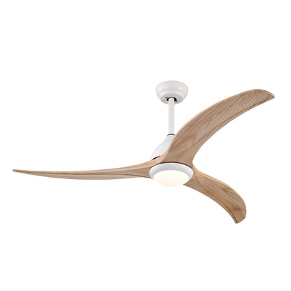 52" Solid Wood Blades Ceiling Fan, Indoor Outdoor Ceiling Fan With Light with Remote Control, Noiseless Reversible Motor, 6 Speed ,3 Color , for Patio Living Room, Bedroom, Office,Indoor.(Matte White)