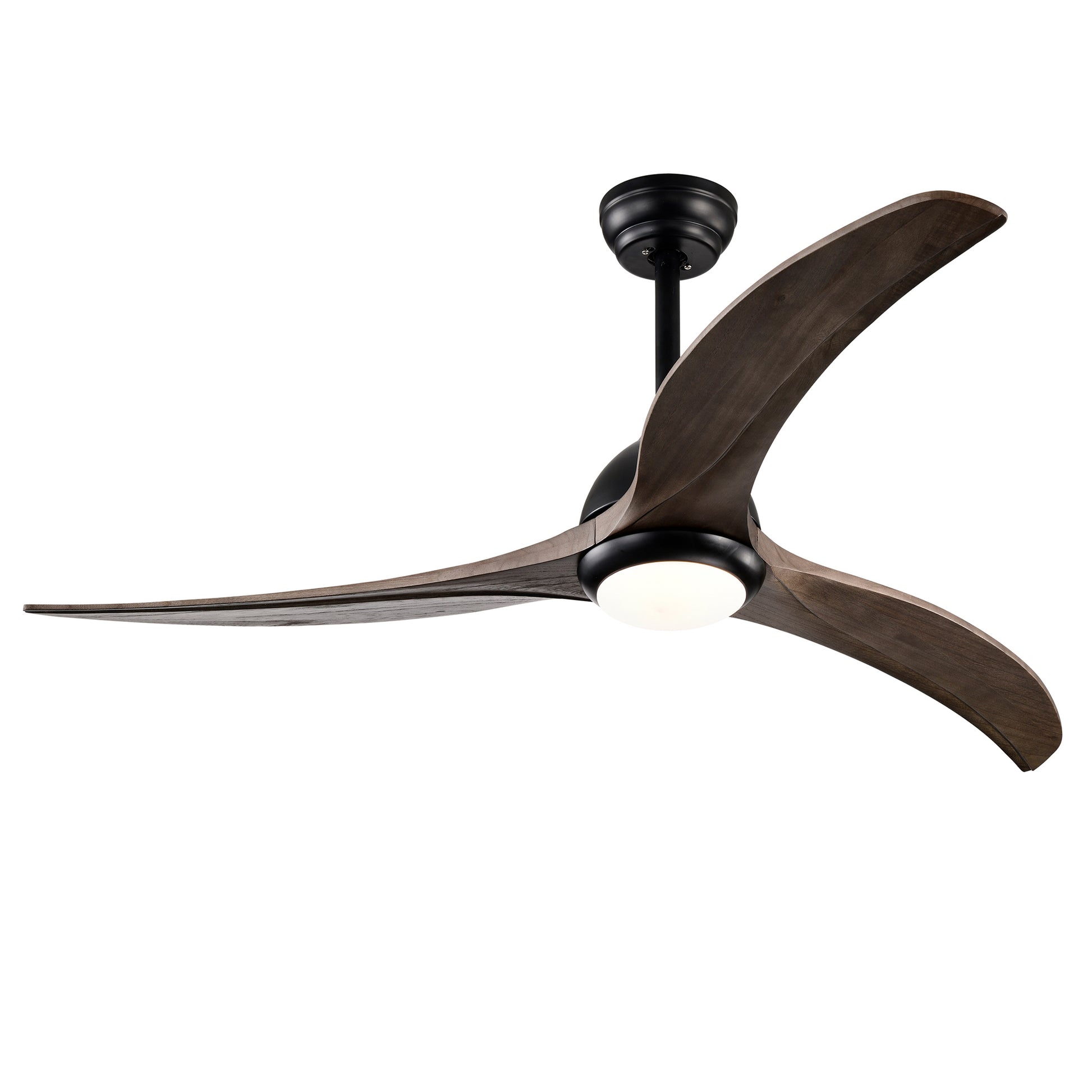 52" Solid Wood Blades Ceiling Fan - Matte Black