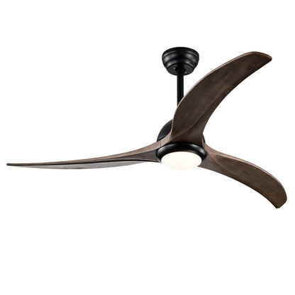 52" Solid Wood Blades Ceiling Fan - Matte Black