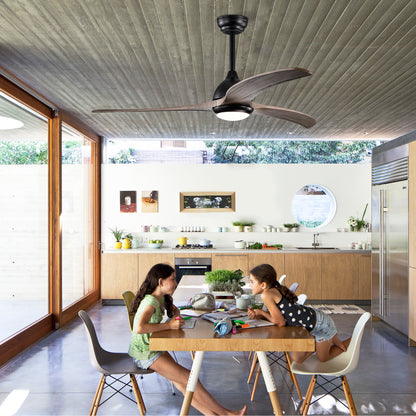 52" Solid Wood Blades Ceiling Fan - Matte Black
