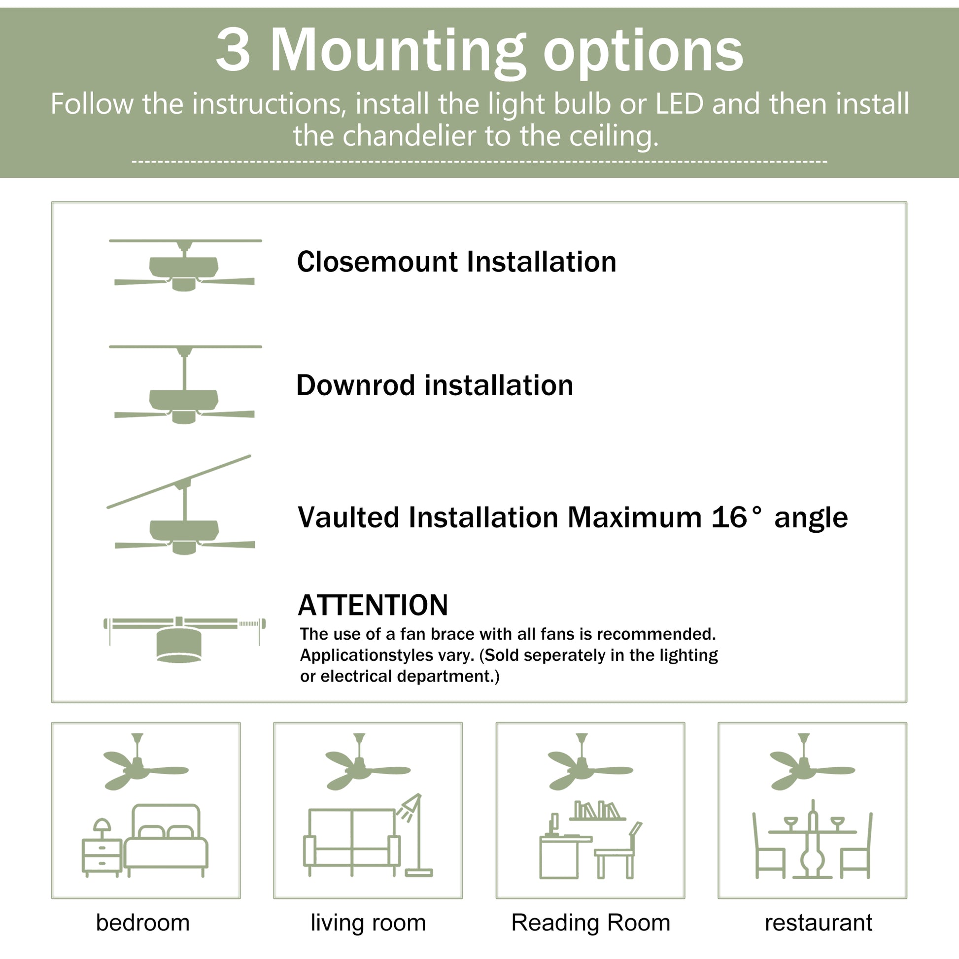 52" Solid Wood Blades Ceiling Fan - Matte Black