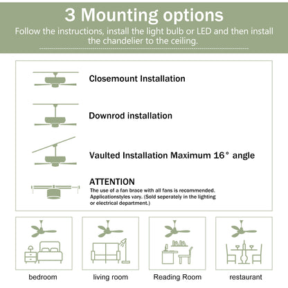 52" Solid Wood Blades Ceiling Fan - Matte Black