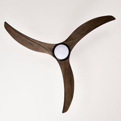 52" Solid Wood Blades Ceiling Fan - Matte Black