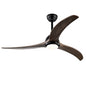 52" Solid Wood Blades Ceiling Fan, Indoor  Ceiling Fan With Light with Remote Control, Noiseless Reversible Motor, 6 Speed ,3 Color , for Patio Living Room, Bedroom, Office,Indoor.(Matte Black)