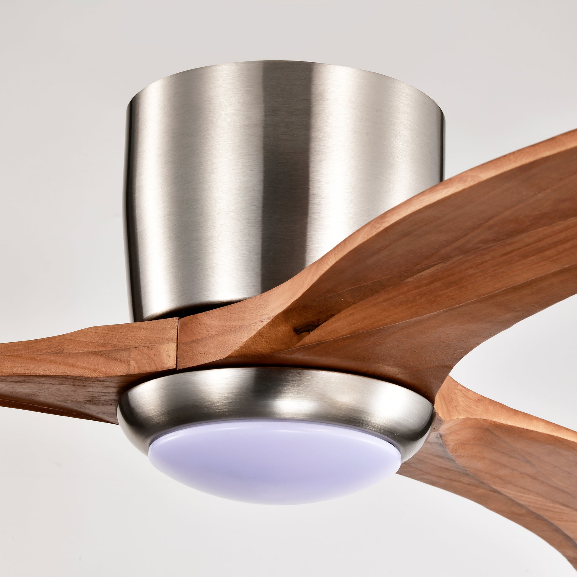 52" Flush Mount Fan Light - Solid Wood Blades, Remote Control