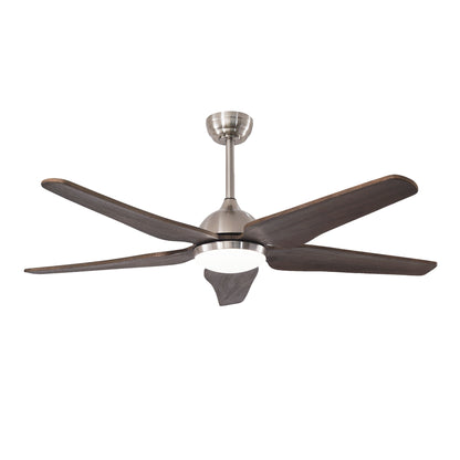 52 Inch Nickel Ceiling Fan with Lights - 6 Speed Remote Control