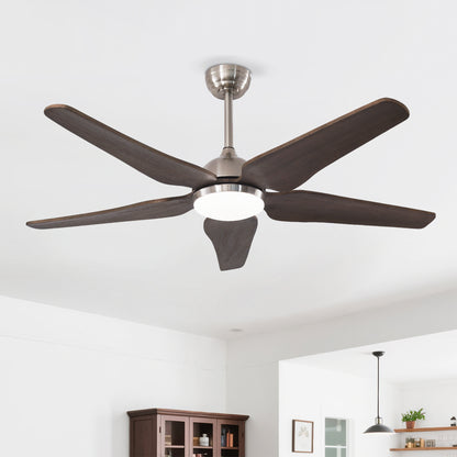 52 Inch Nickel Ceiling Fan with Lights - 6 Speed Remote Control