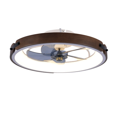 20" Ceiling Fans with Lights Kit (Led)  and Remote Control, 3000-6500K Dimmable Modern Flush Mount LED Fan Light, 6 Speeds, Quiet DC Motor For Living room, Bedroom,Kitchen----Walnut+ Black