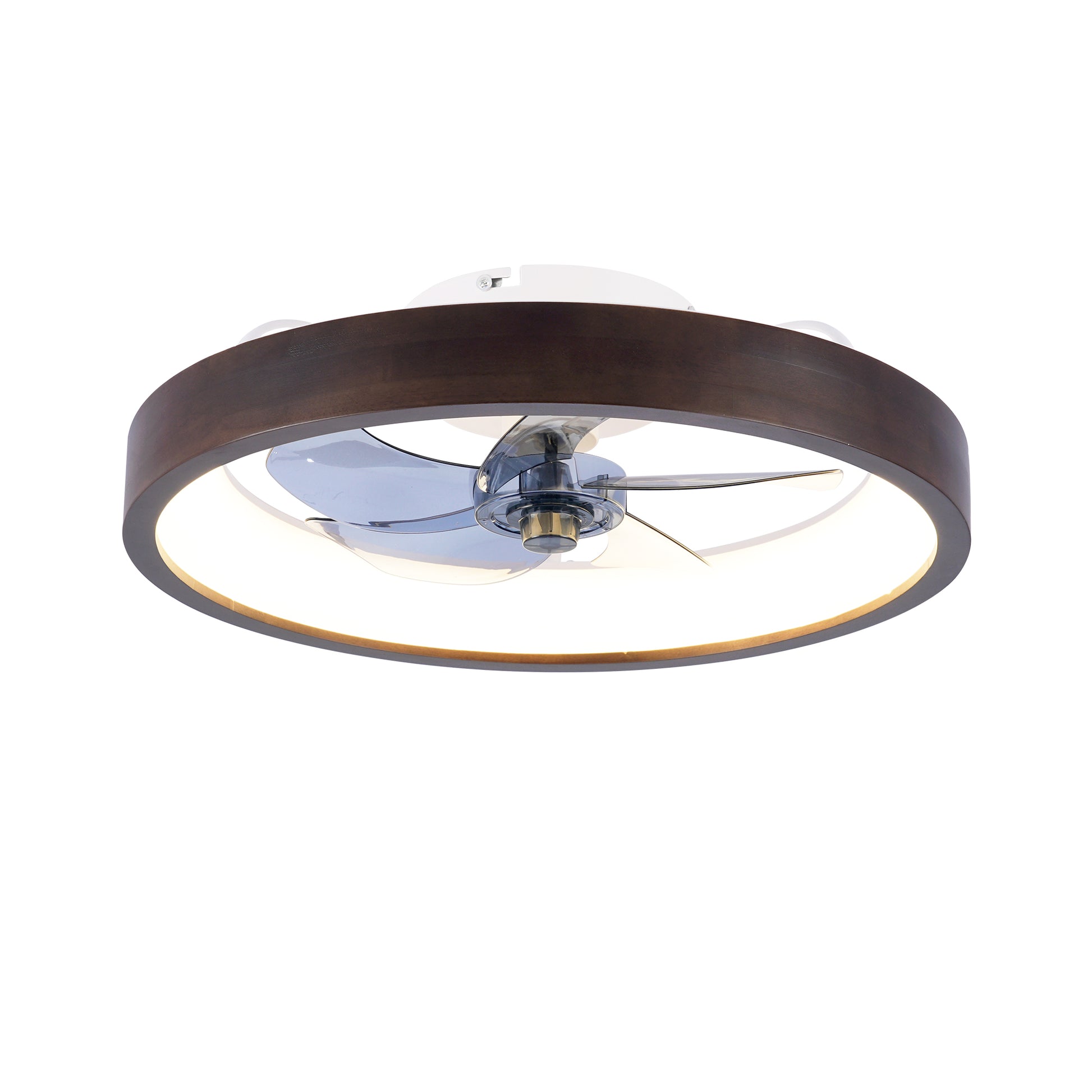 20"   Modern Flush Mount Ceiling Fans with Lights Kit (LED)  , 3000-6500K Dimmable  LED Fan Light, 6 Speeds, Quiet DC Motor For Living room, Bedroom,Kitchen----Wood+White