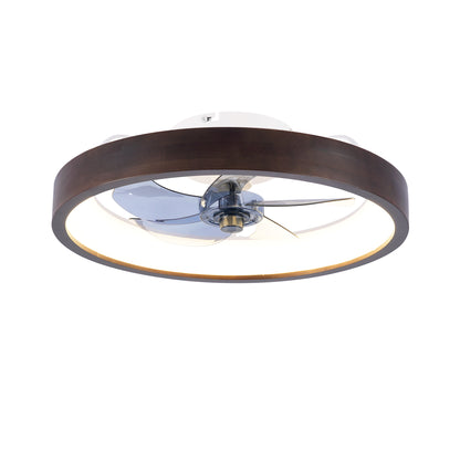 20"   Modern Flush Mount Ceiling Fans with Lights Kit (LED)  , 3000-6500K Dimmable  LED Fan Light, 6 Speeds, Quiet DC Motor For Living room, Bedroom,Kitchen----Wood+White