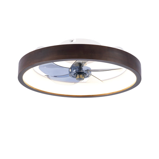 20"   Modern Flush Mount Ceiling Fans with Lights Kit (LED)  , 3000-6500K Dimmable  LED Fan Light, 6 Speeds, Quiet DC Motor For Living room, Bedroom,Kitchen----Wood+White