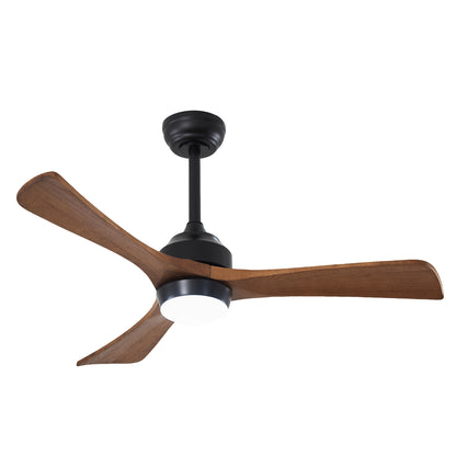 42" Solid Wood Blades Ceiling Fan with Lights Remote Control,Quiet DC Motor 3 Blade Ceiling Fans 6 Speed Levels,Reversible Ceiling Fan, for Patio Living Room, Bedroom, Office,Indoor.(Matte Black)