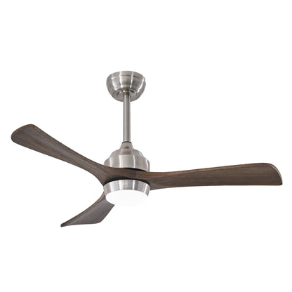 42" Solid Wood Blades Ceiling Fan with Lights Remote Control,Quiet DC Motor 3 Blade Ceiling Fans 6 Speed Levels,Reversible Ceiling Fan, for Patio Living Room, Bedroom, Office,Indoor.(Stain nickel )