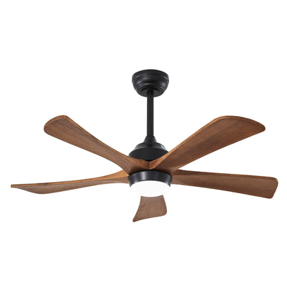 42" 5PCS  Solid Wood Blades Ceiling Fan with Lights Remote Control,Quiet DC Motor 5 Blade Ceiling Fans 6 Speed Levels,Reversible Ceiling Fan,for Patio Living Room, Bedroom, Office,Indoor.(Matte Black)