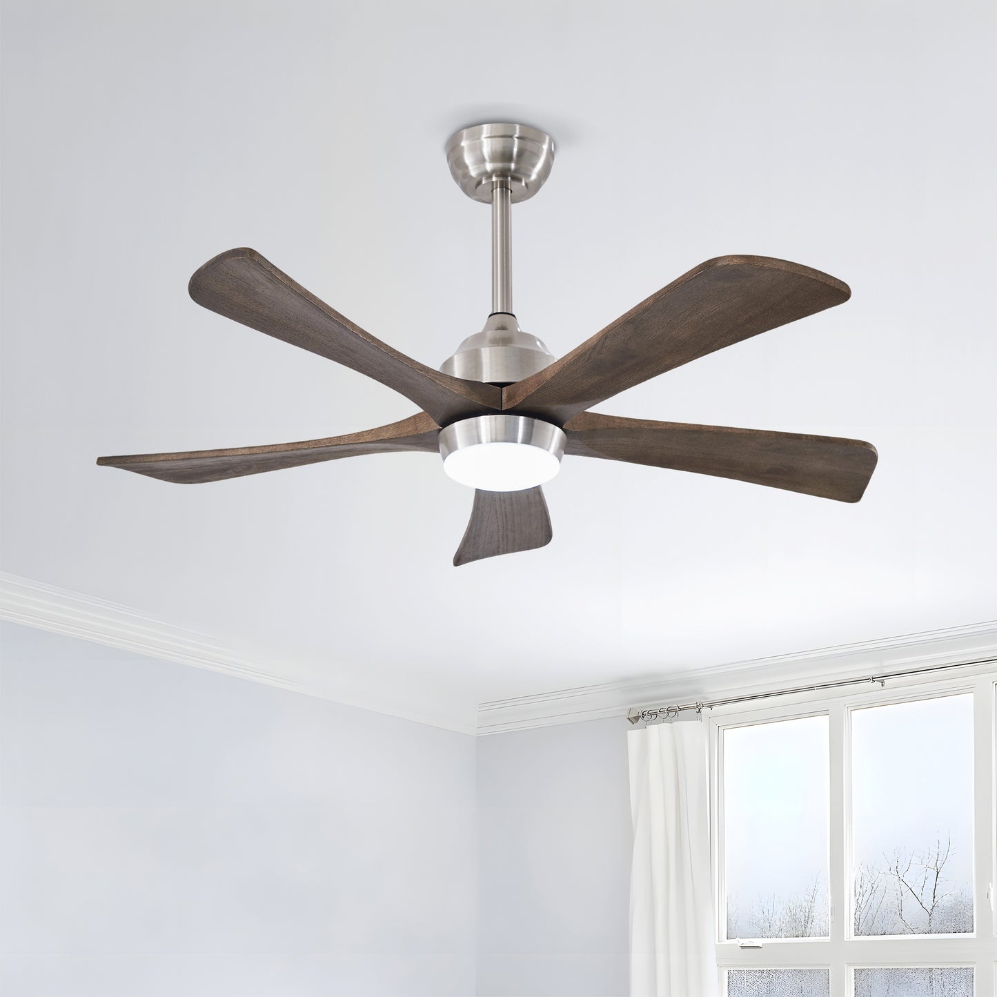 42 Inch Wood Ceiling Fan with Lights Nickel Finish