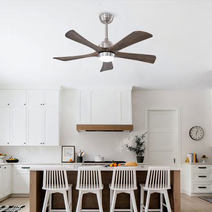 42 Inch Wood Ceiling Fan with Lights Nickel Finish