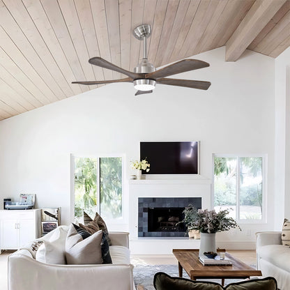 42 Inch Wood Ceiling Fan with Lights Nickel Finish