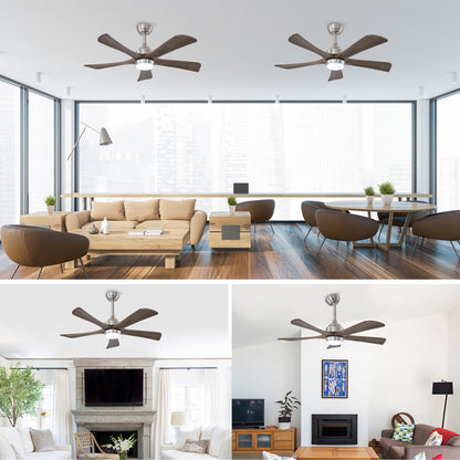 42 Inch Wood Ceiling Fan with Lights Nickel Finish