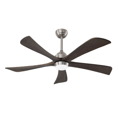 52" 5PCS Solid Wood Blades Ceiling Fan with Lights Remote Control,Quiet DC Motor 3 Blade Ceiling Fans 6 Speed Levels,Reversible Ceiling Fan,for Patio Living Room,Bedroom,Office,Indoor.(Stain nickel )
