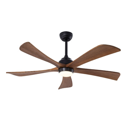 52" 5PCS  Solid Wood Blades Ceiling Fan with Lights Remote Control,Quiet DC Motor 3 Blade Ceiling Fans 6 Speed Levels,Reversible Ceiling Fan,for Patio Living Room, Bedroom, Office,Indoor.(Matte Black)