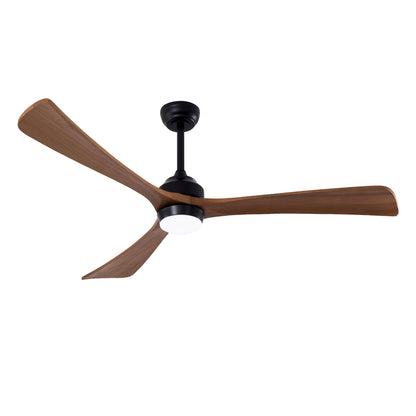 62" 3PCS  Solid Wood Blades Ceiling Fan with Lights Remote Control,Quiet DC Motor 3 Blade Ceiling Fans 6 Speed Levels,Reversible Ceiling Fan,for Patio Living Room, Bedroom, Office,Indoor.(Matte Black)
