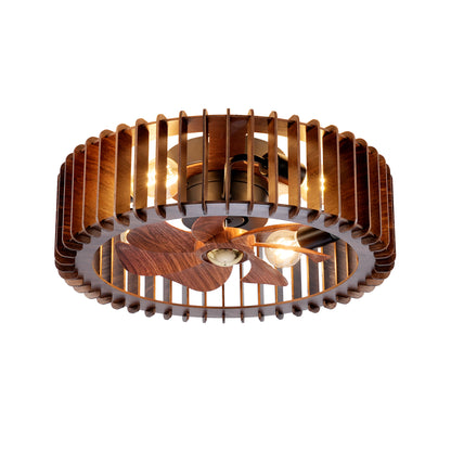 20" Modern Flush Mount Fan Light,Ceiling Fans with Lights(NO INCLUDED BULBS) and Remote Control, 6 Speeds, Quiet DC Motor For Living room, Bedroom,Kitchen----Wood