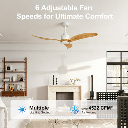 52" Ceiling Fan with Remote Control, Quiet DC Motor & Adjustable Height Rods -