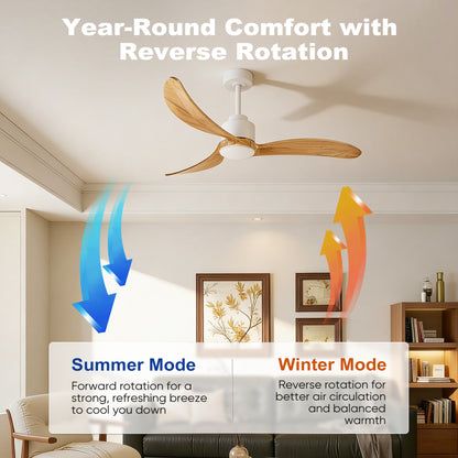52" Ceiling Fan with Remote Control, Quiet DC Motor & Adjustable Height Rods -