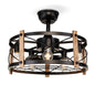 20'' Cage Ceiling Fan With Remote Control ,Quiet  Motor Fan Light , Indoor  Chandelier Ceiling Fan For Bedroom, Living room, Dinning Room, Kids Room--Matte Black (bulbs not included.)